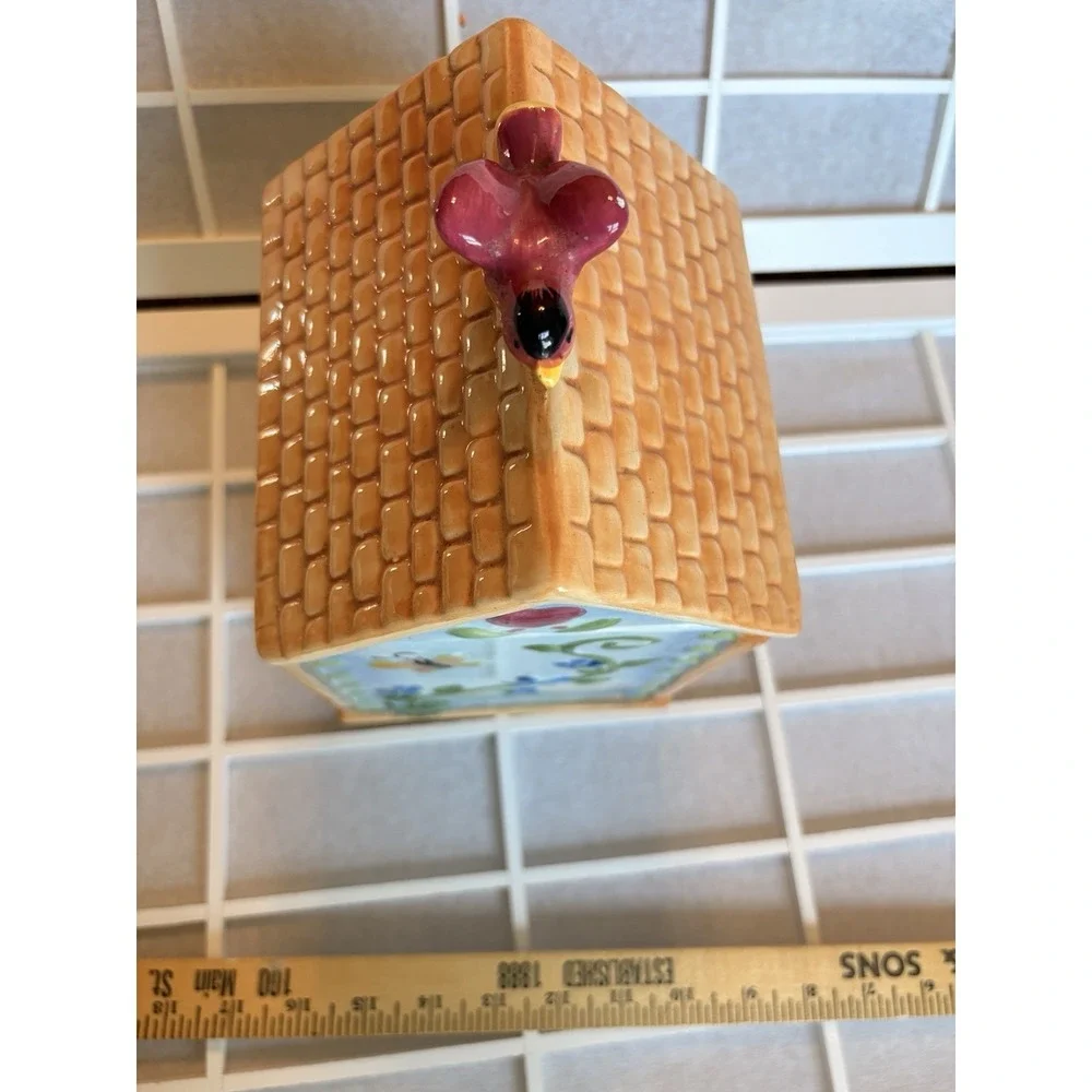 Vintage Kitchen 70's‎ Cottagecore Bird House Ceramic Village Cookie Jar Canister